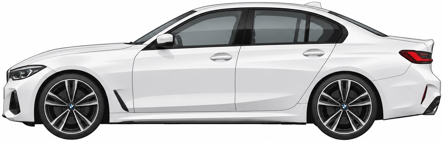 White sedan tint preview — side view
